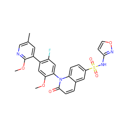 COc1cc(-c2cc(C)cnc2OC)c(F)cc1-n1c(=O)ccc2cc(S(=O)(=O)Nc3ccon3)ccc21 ZINC001772611774