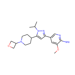 COc1cc(-c2cc(C3CCN(C4COC4)CC3)n(C(C)C)n2)cnc1N ZINC000146482808