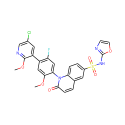 COc1cc(-c2cc(Cl)cnc2OC)c(F)cc1-n1c(=O)ccc2cc(S(=O)(=O)Nc3ncco3)ccc21 ZINC001772629988
