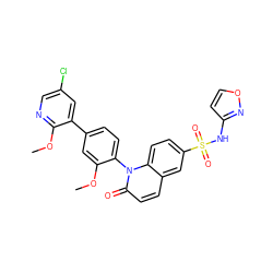 COc1cc(-c2cc(Cl)cnc2OC)ccc1-n1c(=O)ccc2cc(S(=O)(=O)Nc3ccon3)ccc21 ZINC001772631765