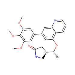 COc1cc(-c2cc(O[C@H](C)[C@H]3CNC(=O)C3)c3cccnc3c2)cc(OC)c1OC ZINC000146230549