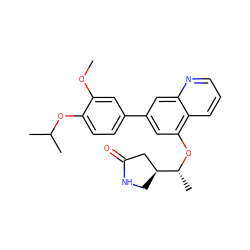 COc1cc(-c2cc(O[C@H](C)[C@H]3CNC(=O)C3)c3cccnc3c2)ccc1OC(C)C ZINC000147808761