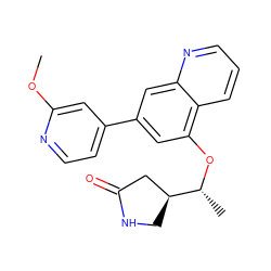 COc1cc(-c2cc(O[C@H](C)[C@H]3CNC(=O)C3)c3cccnc3c2)ccn1 ZINC000147822700