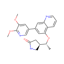 COc1cc(-c2cc(O[C@H](C)[C@H]3CNC(=O)C3)c3cccnc3c2)cnc1OC ZINC000147825112