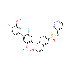 COc1cc(-c2cc(OC)c(-n3c(=O)ccc4cc(S(=O)(=O)Nc5cccnn5)ccc43)cc2F)ccc1F ZINC001772601872