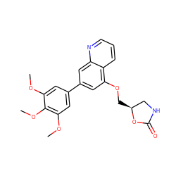 COc1cc(-c2cc(OC[C@H]3CNC(=O)O3)c3cccnc3c2)cc(OC)c1OC ZINC000147809219