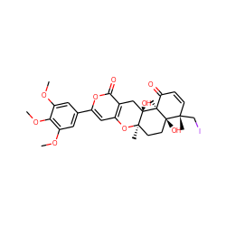 COc1cc(-c2cc3c(c(=O)o2)C[C@]2(O)[C@@]4(C)C(=O)C=C[C@](C)(CI)[C@]4(O)CC[C@@]2(C)O3)cc(OC)c1OC ZINC000049867152