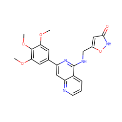 COc1cc(-c2cc3ncccc3c(NCc3cc(=O)[nH]o3)n2)cc(OC)c1OC ZINC000141871710