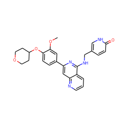 COc1cc(-c2cc3ncccc3c(NCc3ccc(=O)[nH]c3)n2)ccc1OC1CCOCC1 ZINC000114019454