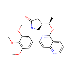 COc1cc(-c2cc3ncccc3c(O[C@H](C)[C@H]3CNC(=O)C3)n2)cc(OC)c1OC ZINC000073069298