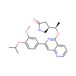 COc1cc(-c2cc3ncccc3c(O[C@H](C)[C@H]3CNC(=O)C3)n2)ccc1OC(C)C ZINC000141949113