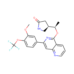 COc1cc(-c2cc3ncccc3c(O[C@H](C)[C@H]3CNC(=O)C3)n2)ccc1OC(F)(F)F ZINC000141832642