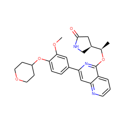 COc1cc(-c2cc3ncccc3c(O[C@H](C)[C@H]3CNC(=O)C3)n2)ccc1OC1CCOCC1 ZINC000141913131