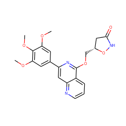 COc1cc(-c2cc3ncccc3c(OC[C@@H]3CC(=O)NO3)n2)cc(OC)c1OC ZINC000141868445