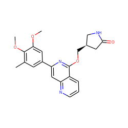 COc1cc(-c2cc3ncccc3c(OC[C@H]3CNC(=O)C3)n2)cc(C)c1OC ZINC000141946001