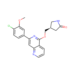 COc1cc(-c2cc3ncccc3c(OC[C@H]3CNC(=O)C3)n2)ccc1Cl ZINC000141853902