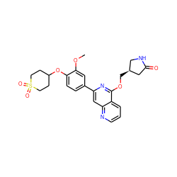 COc1cc(-c2cc3ncccc3c(OC[C@H]3CNC(=O)C3)n2)ccc1OC1CCS(=O)(=O)CC1 ZINC000141836276