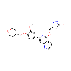 COc1cc(-c2cc3ncccc3c(OC[C@H]3CNC(=O)C3)n2)ccc1OCC1CCOCC1 ZINC000141944348