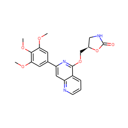 COc1cc(-c2cc3ncccc3c(OC[C@H]3CNC(=O)O3)n2)cc(OC)c1OC ZINC000141866969