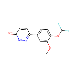 COc1cc(-c2ccc(=O)[nH]n2)ccc1OC(F)F ZINC000009230249