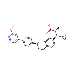 COc1cc(-c2ccc([C@@H]3CCc4ccc([C@H](C5CC5)[C@H](C)C(=O)O)cc4O3)cc2)ccn1 ZINC000223506234