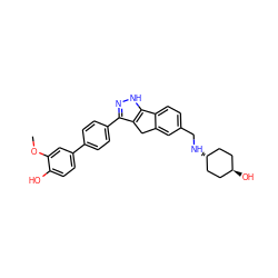 COc1cc(-c2ccc(-c3n[nH]c4c3Cc3cc(CN[C@H]5CC[C@H](O)CC5)ccc3-4)cc2)ccc1O ZINC000253650638