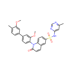 COc1cc(-c2ccc(-n3c(=O)ccc4cc(S(=O)(=O)Nc5cc(C)ncn5)ccc43)c(OC)c2)ccc1C ZINC001772647148