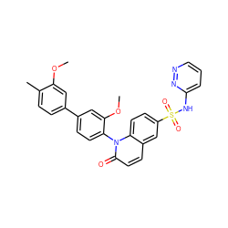 COc1cc(-c2ccc(-n3c(=O)ccc4cc(S(=O)(=O)Nc5cccnn5)ccc43)c(OC)c2)ccc1C ZINC001772655476