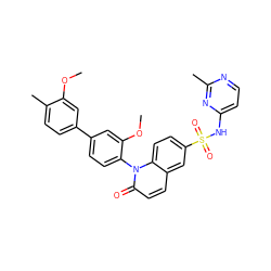 COc1cc(-c2ccc(-n3c(=O)ccc4cc(S(=O)(=O)Nc5ccnc(C)n5)ccc43)c(OC)c2)ccc1C ZINC001772655928