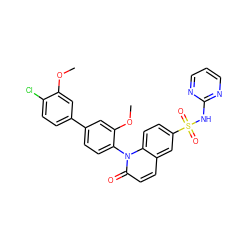 COc1cc(-c2ccc(-n3c(=O)ccc4cc(S(=O)(=O)Nc5ncccn5)ccc43)c(OC)c2)ccc1Cl ZINC001772592537