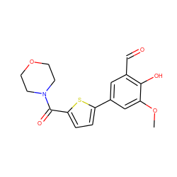 COc1cc(-c2ccc(C(=O)N3CCOCC3)s2)cc(C=O)c1O ZINC000169699687