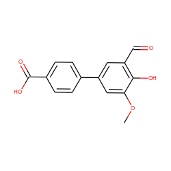 COc1cc(-c2ccc(C(=O)O)cc2)cc(C=O)c1O ZINC000169699651