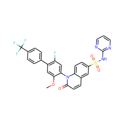 COc1cc(-c2ccc(C(F)(F)F)cc2)c(F)cc1-n1c(=O)ccc2cc(S(=O)(=O)Nc3ncccn3)ccc21 ZINC001772608699