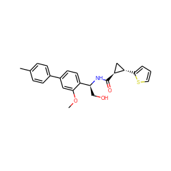 COc1cc(-c2ccc(C)cc2)ccc1[C@H](CO)NC(=O)[C@H]1C[C@@H]1c1cccs1 ZINC000141328592