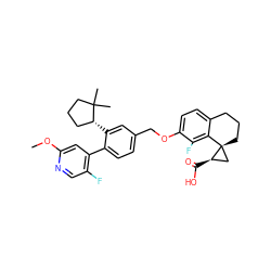 COc1cc(-c2ccc(COc3ccc4c(c3F)[C@]3(CCC4)C[C@H]3C(=O)O)cc2[C@@H]2CCCC2(C)C)c(F)cn1 ZINC000096270319