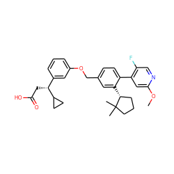 COc1cc(-c2ccc(COc3cccc([C@@H](CC(=O)O)C4CC4)c3)cc2[C@@H]2CCCC2(C)C)c(F)cn1 ZINC000140442521