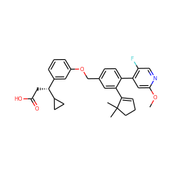 COc1cc(-c2ccc(COc3cccc([C@@H](CC(=O)O)C4CC4)c3)cc2C2=CCCC2(C)C)c(F)cn1 ZINC000141711100