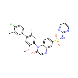 COc1cc(-c2ccc(Cl)c(C)c2)c(F)cc1-n1c(=O)cnc2cc(S(=O)(=O)Nc3ncccn3)ccc21 ZINC001772645671