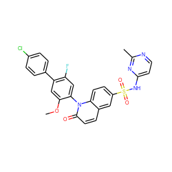 COc1cc(-c2ccc(Cl)cc2)c(F)cc1-n1c(=O)ccc2cc(S(=O)(=O)Nc3ccnc(C)n3)ccc21 ZINC001772642395