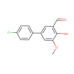 COc1cc(-c2ccc(Cl)cc2)cc(C=O)c1O ZINC000031995658