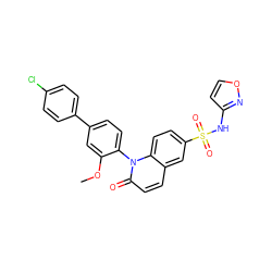 COc1cc(-c2ccc(Cl)cc2)ccc1-n1c(=O)ccc2cc(S(=O)(=O)Nc3ccon3)ccc21 ZINC001772610179