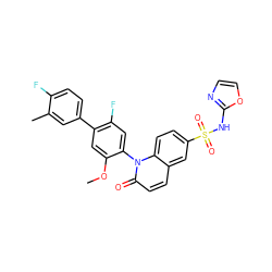 COc1cc(-c2ccc(F)c(C)c2)c(F)cc1-n1c(=O)ccc2cc(S(=O)(=O)Nc3ncco3)ccc21 ZINC001772629361