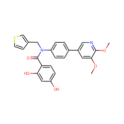 COc1cc(-c2ccc(N(Cc3ccsc3)C(=O)c3ccc(O)cc3O)cc2)cnc1OC ZINC000653668890