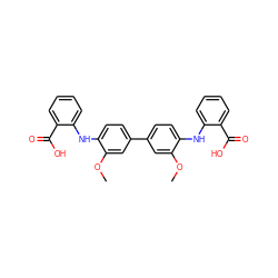 COc1cc(-c2ccc(Nc3ccccc3C(=O)O)c(OC)c2)ccc1Nc1ccccc1C(=O)O ZINC000001699287