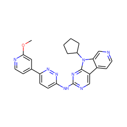 COc1cc(-c2ccc(Nc3ncc4c5ccncc5n(C5CCCC5)c4n3)nn2)ccn1 ZINC000117685975