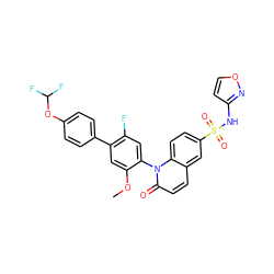 COc1cc(-c2ccc(OC(F)F)cc2)c(F)cc1-n1c(=O)ccc2cc(S(=O)(=O)Nc3ccon3)ccc21 ZINC001772599131