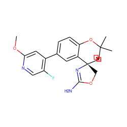 COc1cc(-c2ccc3c(c2)[C@]2(COC(N)=N2)C2(COC2)C(C)(C)O3)c(F)cn1 ZINC000220720040