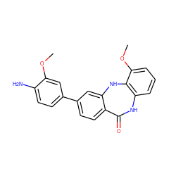 COc1cc(-c2ccc3c(c2)Nc2c(cccc2OC)NC3=O)ccc1N ZINC000028710739