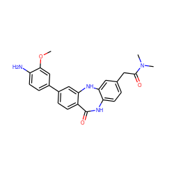 COc1cc(-c2ccc3c(c2)Nc2cc(CC(=O)N(C)C)ccc2NC3=O)ccc1N ZINC000028710758