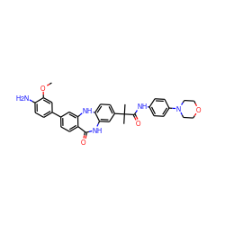 COc1cc(-c2ccc3c(c2)Nc2ccc(C(C)(C)C(=O)Nc4ccc(N5CCOCC5)cc4)cc2NC3=O)ccc1N ZINC000028710755